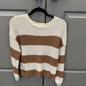 Steve Madden Brown and White Striped Sweater